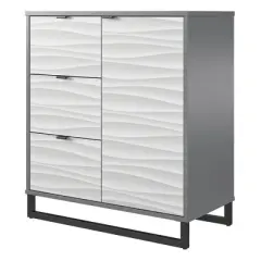 Maddock 1 Door 3 Drawer Accent Cabinet with Faux Wave Pattern Graphite - Room & Joy