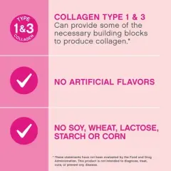 NeoCell Super Collagen Peptides, 10 g Collagen per Stick Pack; Grass Fed, Unflavored Powder, 20 Servs., 7 Oz.