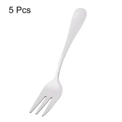 Unique Bargains Home Restaurant Utensil Stainless Steel Fruit Dessert Fork 5.4" Long 5 Pcs Silver Tone