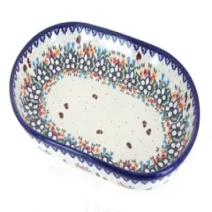Blue Rose Polish Pottery 116 Vena Large Oval Serving Dish