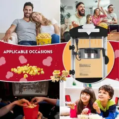 INFURNIC Popcorn Poppers 8 Oz Kettle Popcorn Maker with Warming Deck for Home Theater and Parties, Black, 10.83"*10.24"*19.69"