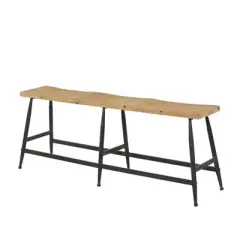 Industrial Metal and Wood Bench Brown - Olivia & May