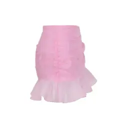 Women's Ruched Ruffle Mini Skirt - Begonia Pink