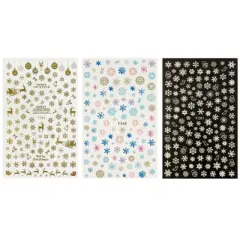 Wrapables 3 Sheets Colorful Winter Snowflakes Nail Art Snowflake Nail Stickers