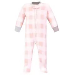 Hudson Baby Infant Girl Fleece Zipper Sleep and Play 2pk, Gray Pink Snowflake