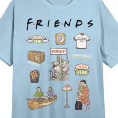 Friends TV Series Icons Women's Blue Short Sleeve Crew Neck Sleep Shirt