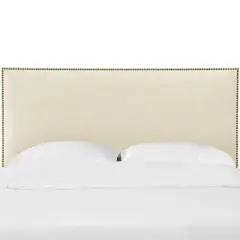 Queen Bella Nail Button Border Headboard Cream Linen/Brass - Skyline Furniture