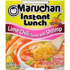 Maruchan Ramen Instant Cup Noodles 12 Count - 6 Hot & Spicy Shrimp & 6 Lime Chili Shrimp
