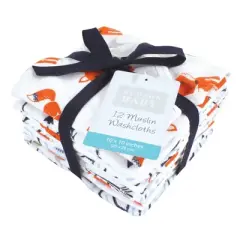 Hudson Baby Infant Boy Cotton Muslin Washcloths, Foxes, One Size