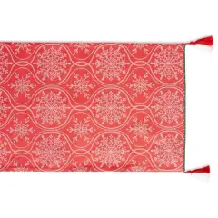 Design Imports  Christmas Jacquard Reversible Table Runner, Joyful Snowflakes, 14X108"