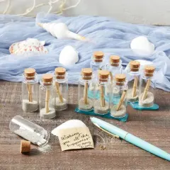 Bright Creations 48 Pack 10ml Create A Message In A Bottle Kit, Bulk Small Glass Cork Bottles with Scrolls for Wedding Favors