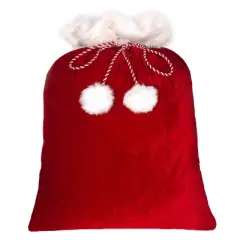 42in x 32in Deluxe Santa Bag Christmas Stocking Red/White - Haute Decor