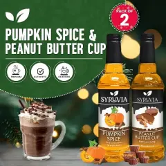 Syruvia Variety Pack - Pumpkin Spice & Peanut Butter Cup Syrup 25.4 Fl oz (2-Pack)