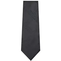 TheDapperTie Men's Black Geometric Necktie with Hanky