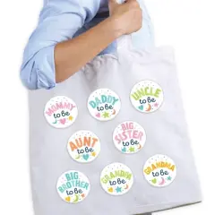 Big Dot of Happiness Colorful Baby Shower - 3 inch Gender Neutral Party Badge - Pinback Buttons - Set of 8