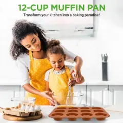 NutriChef 12-cup Copper Oven Muffin Pan, Non-Stick Coated Layer Surface