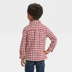 Toddler Boys' Long Sleeve Reversible Flannel Shirt - Cat & Jack&trade; Burgundy