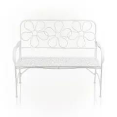 36" x 45" Daisy Metal Garden Bench White - Alpine Corporation