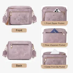 Crossbody Bags for Women Trendy Leather Crossbody Purse Shoulder Handbags Butterfly Design