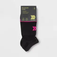 Women's Active Mesh Striped Lightweight 4pk No Show Athletic Socks - All in Motion&trade; - Black 4-10