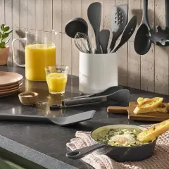 10pc Silicone Kitchen Utensil Set - Figmint&trade;: Gray Cooking Utensils, Dishwasher-Safe, Includes Tongs & Whisk