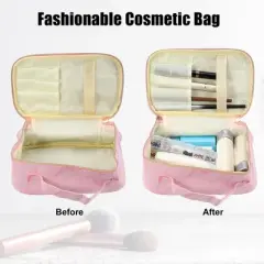 Unique Bargains Makeup Bag Cosmetic Brush Storage Box Makeup Organizers Travel Bag 8"x5"x4" 1 Pcs