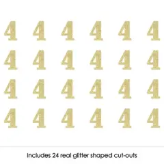 Big Dot of Happiness Gold Glitter 4 - No-Mess Real Gold Glitter Cut-Out Numbers - 4th Birthday Party Confetti - Set of 24