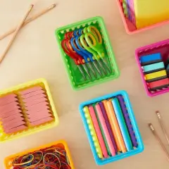 Bright Creations 12-Pack Small Plastic Classroom Storage Bins for Organization, Baskets for Kids', 6 Colors, 6.2 x 4.8 x 2.4 inches