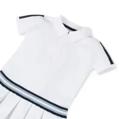 Hope & Henry Girls' Organic Cotton Short Sleeve Zipper Polo Sweater Dress, Kids