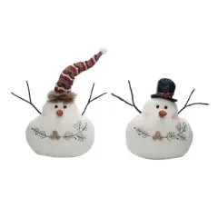 Transpac Plush Melty Snowman Set of 2 Christmas Home Decorations Soft Polyester Holiday Decor
