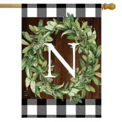 Wreath Monogram N Double-Sided House Flag Everyday 28" x 40" Briarwood Lane