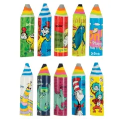 Crayon Shape Erasers compatible with Dr. Seuss Theme , 5 pcs