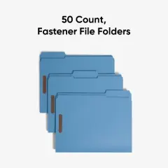 Smead Fastener File Folder, 2 Fasteners, Reinforced 1/3-Cut Tab, Letter Size, 50 per Box