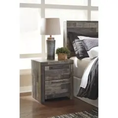 Signature Design by Ashley Derekson 2 Drawer Nightstand, Multi Gray
