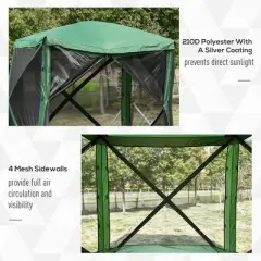 DOMETOUR Pop Up Camping Canopy Gazebo Tent, Easy Set-Up, Mesh, Portable Bag, Outdoor Camping Party Event, 7x7FT, Green
