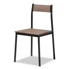 5pc Dining Set Metal and Mave Wood Walnut/Black - Baxton Studio