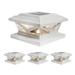 Home Zone Security&reg; Crown-Style Solar-Powered LED Post Cap Light with Adjustable Color Temperature, 4 Pack