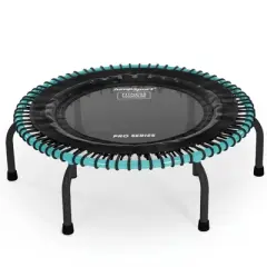 JumpSport 350 Pro Fitness 39" FlexBounce Cardio Workout Indoor Trampoline with 4 Elastic Cords and 7 Firmness Settings for Home Gyms, Teal & Black