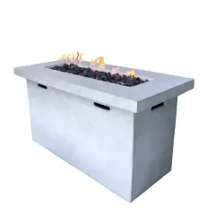 25" H x 42" W Fiber Reinforced Concrete Outdoor Fire Pit Table with Hidden Tank Storage