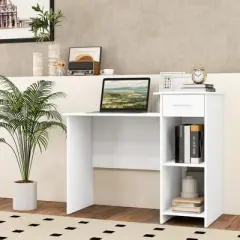 40.5&rdquo;Computer Desk with Printer Shelf Modern PC Workstation with Storage Drawer and CPU Stand