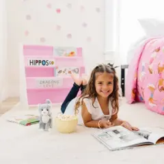 WildKin Vegan Leather Kids' Original Sling Bookshelf White Wood with Light Pink/Dark Pink: 4-Shelf MDF Book Rack, Ages 3-10