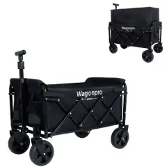 Expandable Dual-Layer Utility Wagon with 100% Extra Space - Grocery CartBlack