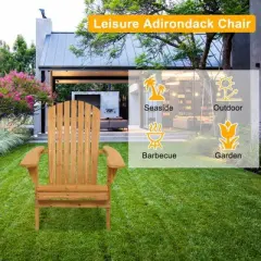 Karl Home Patio Folding Wooden Adirondack Chair