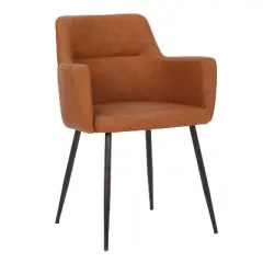 Set of 2 Andrew PU Leather/Steel Dining Chairs Black/Camel - LumiSource: Upholstered, Foam-Filled, Spot Clean