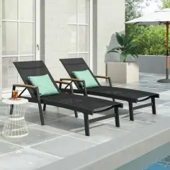 2-Piece Outdoor Mesh Chaise Lounge Chairs, Adjustable Large Chaise Lounges for Patio, Poolside or Garden Relaxation and Sunbathing-Maison Boucle