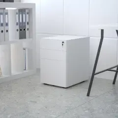 Flash Furniture Modern 3-Drawer Mobile Locking Filing Cabinet with Anti-Tilt Mechanism and Hanging Drawer for Legal & Letter Files