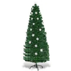 Costway 6FT Pre-Lit Fiber Optic Christmas Tree Multicolor Lights