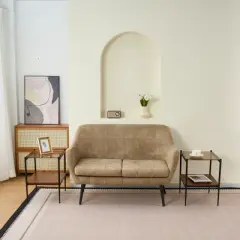 KWPZQEB Set of 2 Rectangle End Table with Tempered Glass Tabletop, Nightstand with 2-Layer Storage Shelves for Small Spaces, Living Room, Bedroom