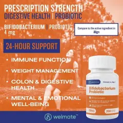 Welmate Bifidobacterium Probiotic Digestive Supplement - 200ct Capsules