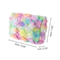 Unique Bargains Ruffled Clouds Rainbow Bubbles Makeup Bag Medium 1 Pc